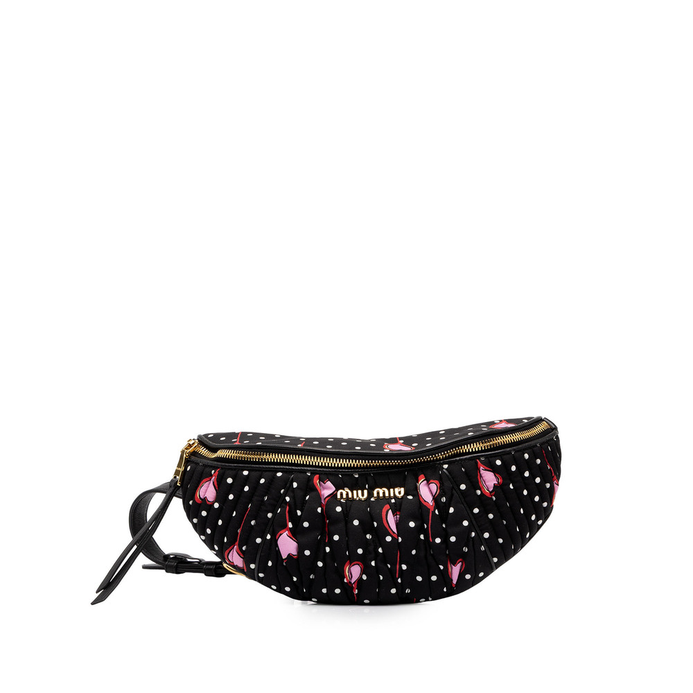 Pre-Loved Miu Miu Matelasse Nylon Heart Print Belt Bag